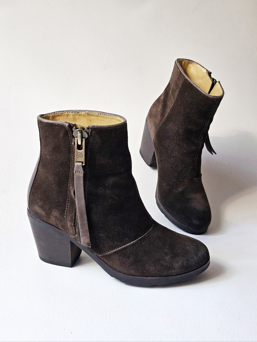 Bussola Reykjavik Brown Suede Leather Ankle Boots Women's EU 36 Block Heel